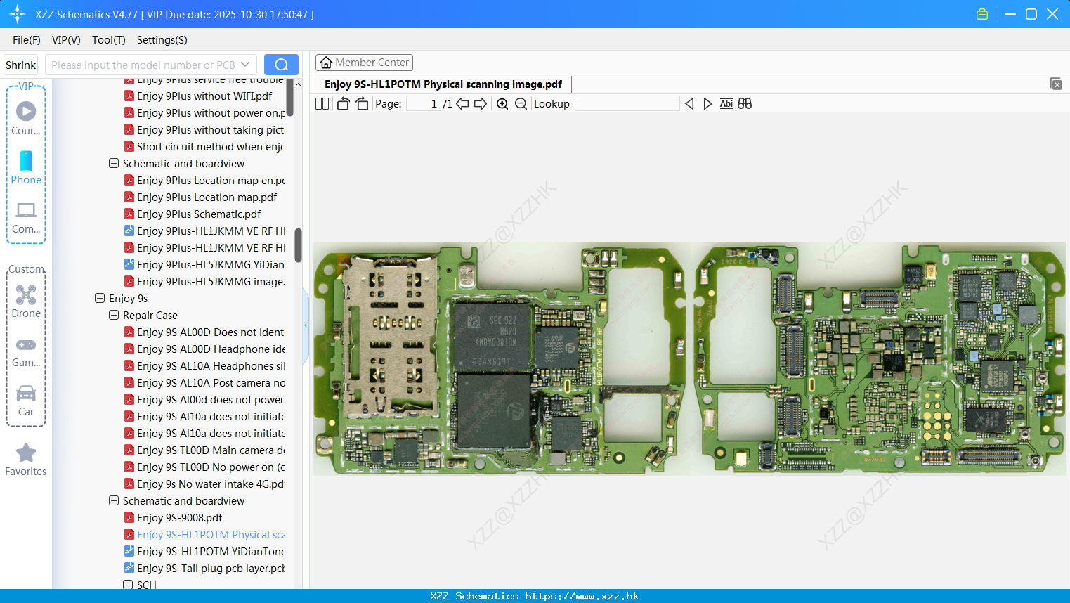 Huawei Enjoy 9S-HL1POTM Physical Scanning Image